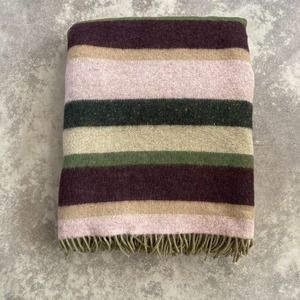 Moon Limited Edition Lambswool Striped Throw Blanket 77 X 59 Made British Isles